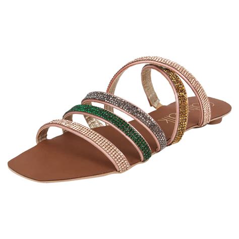 Buy Catwalk Women's Embellished Multi Colour Slides - 9 UK/India (41 EU ...