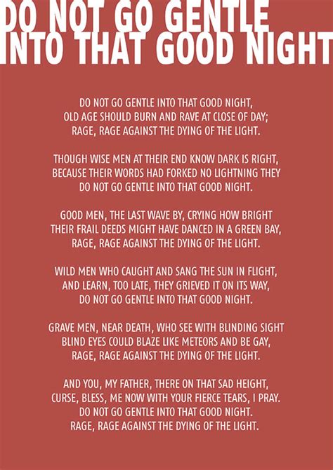Do Not Go Gentle Into That Good Night Poem by Dylan Thomas - Etsy