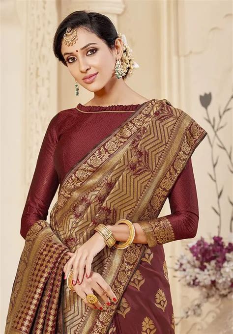 Kad Creations Banarasi Silk zari weaving and tassel pallu work Maroon ...