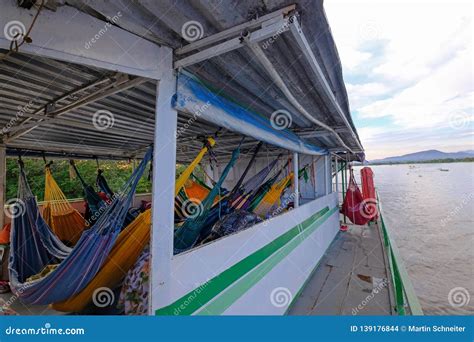 Hammocks on Passengers Deck on Cattle Pontoon Boat on Rio Paraguay ...