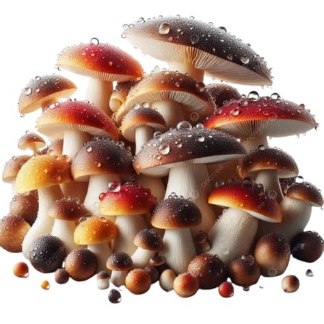 3d A Group Of Mushrooms Are Growing In Patch Dirt Brown Color On ...