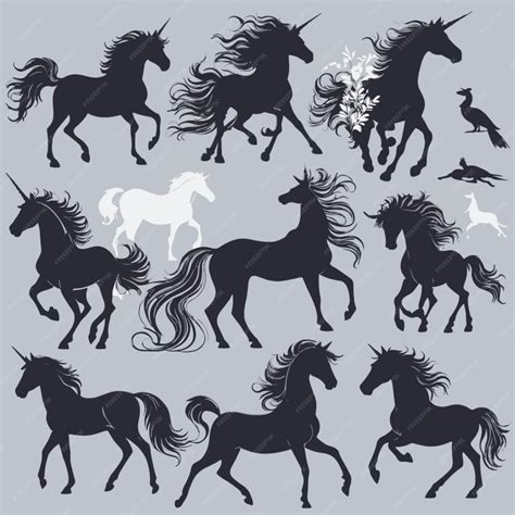 Premium Vector | Unicorn silhouettes vector