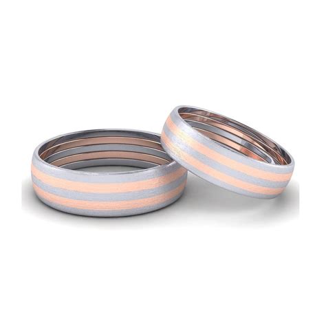 Platinum Couple Rings with Parallel Rose Gold Lines JL PT 647 – Jewelove™