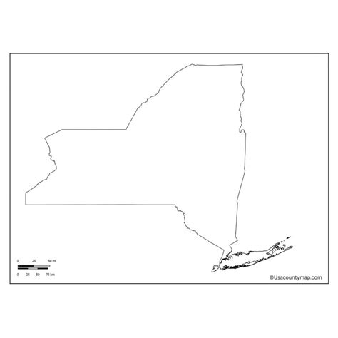 Blank New York Map – Downloadable Free Printable Worksheet