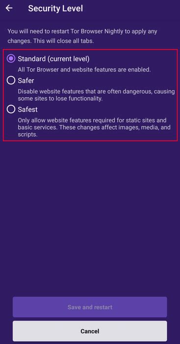 Security levels - Features - Tor Browser — Tor