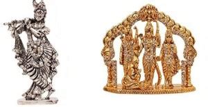 9facts Set of 2 Lord Krishna Idol Krishan statue Showpiece& Ram Darbar ...