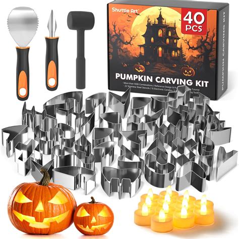 Amazon.com: Shuttle Art 40PCS Halloween Pumpkin Carving Kit, 22 PCS ...