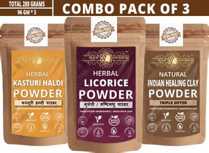 Ayur Blessing Licorice, Kasturi Haldi and Indian Healing ClayFace Pack ...