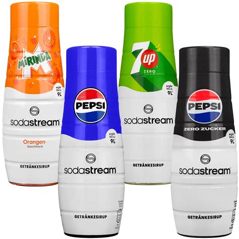 4 SIRUPY SODASTREAM PEPSI MIRINDA 7UP KONCETRAT PRO SATURÁTOR DO 36 L ...