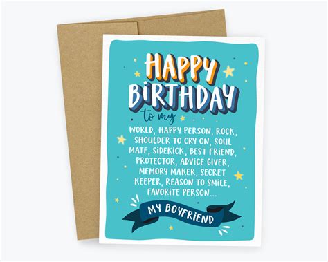 Boyfriend Birthday Card - List - Kreate Paper Co.