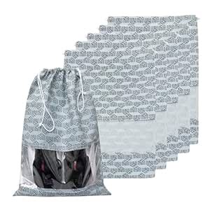 Buy Homestrap Set of 6 Printed Drawstring Non Woven Shoe Bag/Organiser ...