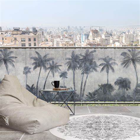 Pantalla de privacidad para balcón - Palm Tree Chain In Blue 1000 x 100 ...