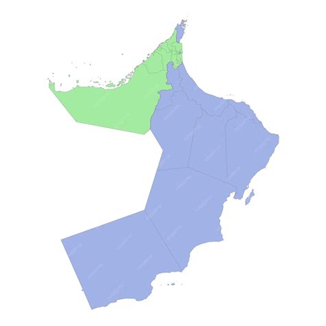 Premium Vector | High quality political map of United Arab Emirates and Oman with borders of the ...