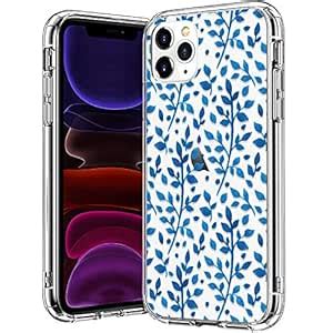 BICOL iPhone 11 Pro Max Case,Blue Little Leaves Pattern Clear Design ...