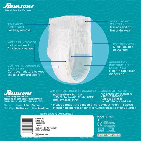 Buy Dignity Premium Pull Up Adult Diapers for Leak Control | Romsons.In ...