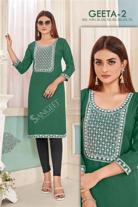 Sangeet Geeta V 2 Embroidery Sequence Kurti Collection: Textilecatalog