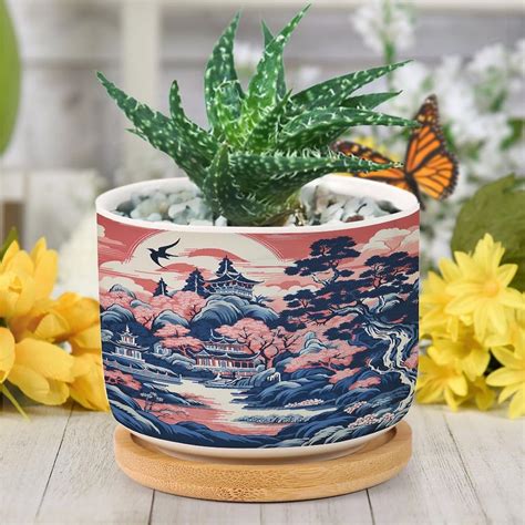 Amazon.com: BRUYU5SE Pink Blue Chinoiserie Ceramic Planters Coral ...