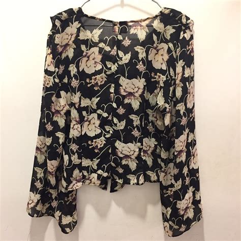 "vintage" see-through flower print tops | UTA5