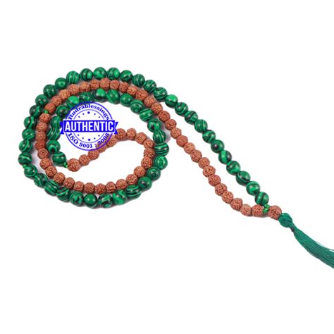 Malachite Stone + Rudraksha Mala - 2 – Rudra and Sons