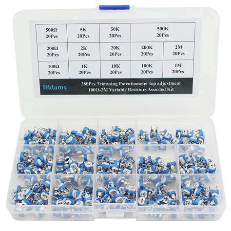 Didamx 280Pcs 100 ohm- 2M ohm Variable Resistor Potentiometer ...