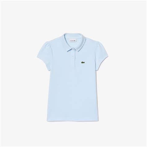 Girls' Lacoste Scalloped Collar Mini Pique Polo Shirt