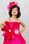 Buy Pink Taffeta, Crepe Fabric Flowers Floral Applique Ruffled Gown For ...
