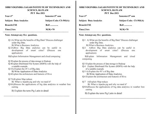 Data Analytics - .......... Time:2 hrs M.= Note: Attempt any five ...