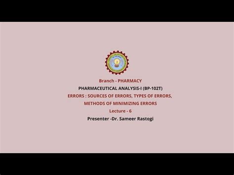 Pharmaceutical Analysis I Video Lectures | Bachelor of Pharmacy 1st ...