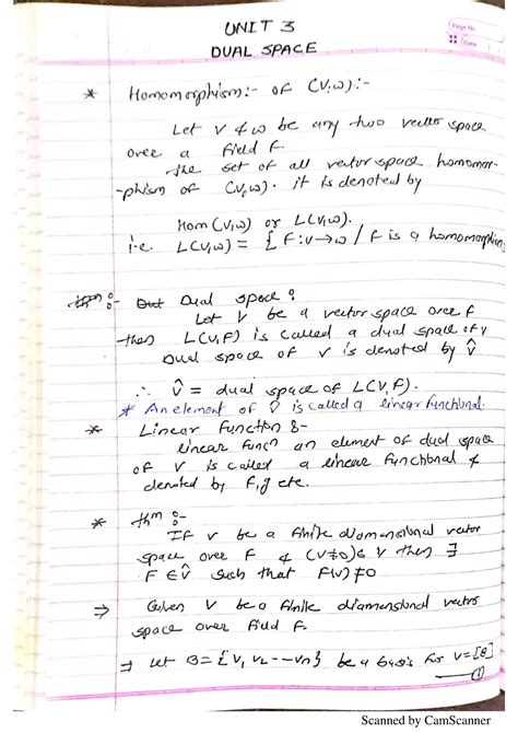 Unit 3 (Dual Space) - Mathematics - Studocu