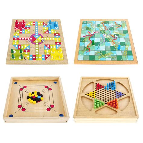 4 In 1 Wooden Chinese Checkers Board Game Gobang Game | Desertcart INDIA