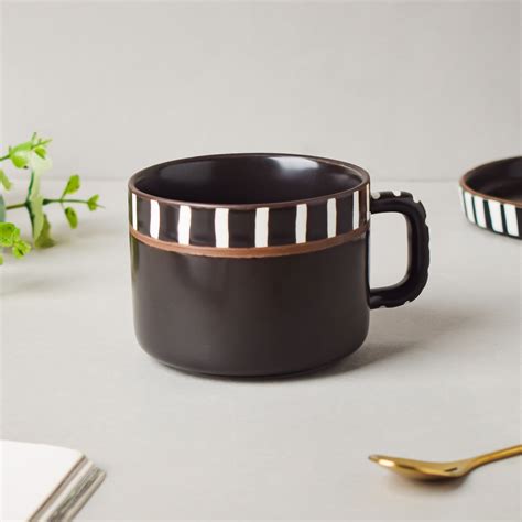 Monochrome Black And White Cup 200 ml Online - Premium Tea Cup | Nestasia