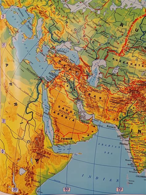 Physical Map Of Southwest Asia