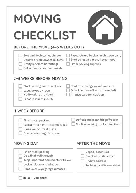 Moving Checklist Printable, Moving Checklist, House Move Planner ...