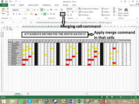 Merging Cells in Excel 的图像结果