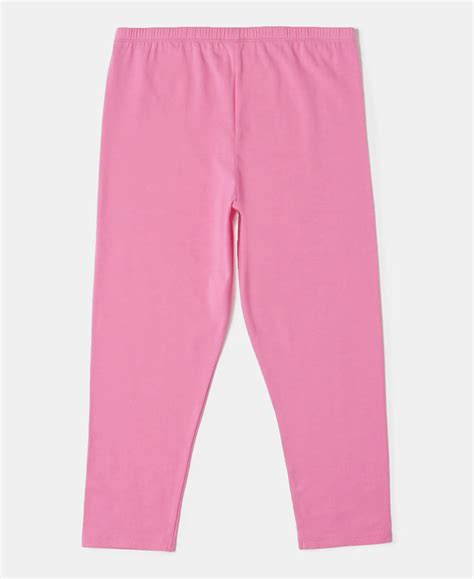 Buy Girl's Super Combed Cotton Elastane Three Quarter Leggings - Pink ...