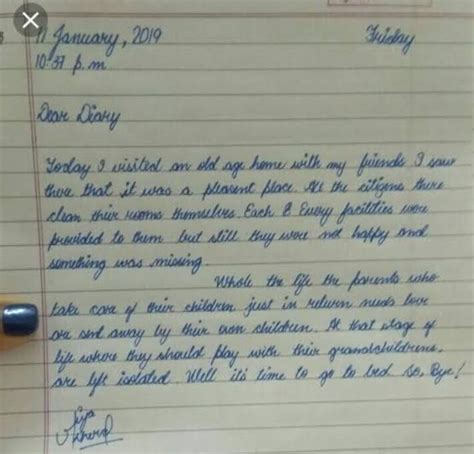 write a diary entry in about 50 words describing your visit to an ...