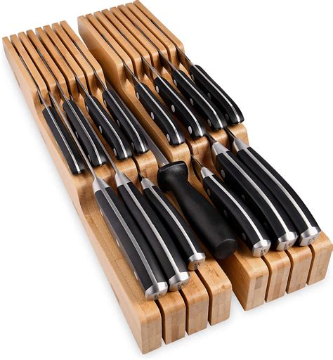 Amazon.com: Homemaid Living In Drawer Knife Block Bamboo, Holds 16 ...