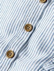 Girls Short Flutter Sleeve Ruffle Linen-Blend Tiered Dress - BLUE ...