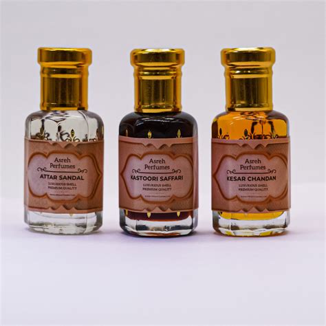 Attar Sandal, Kasturi Saffari & Kesar Chandan 12ml each, pack of 3 - A