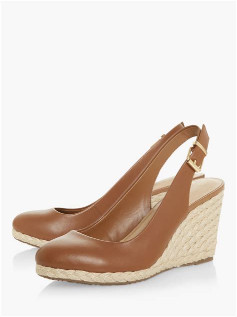 Dune Codi Leather Wedge Heel Espadrilles, Tan