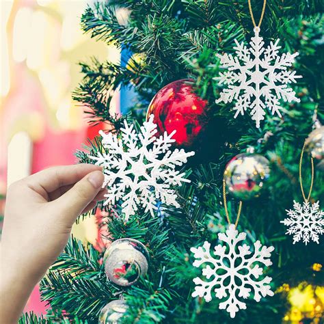 Buy 36 Pieces Plastic Snowflake Ornaments, Assorted Sizes Sparkling ...
