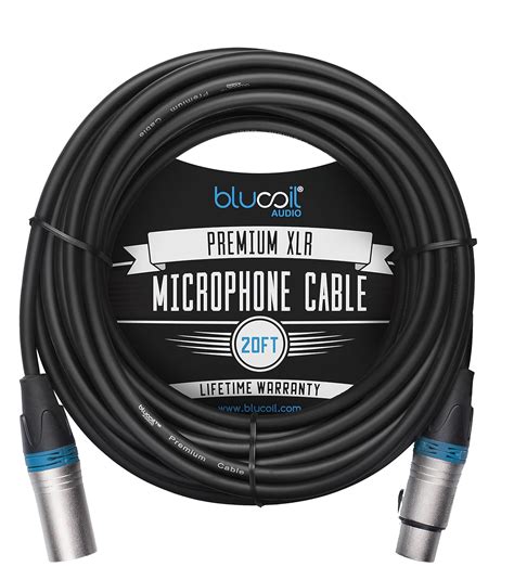 Blucoil Audio 20-FT Balanced XLR Cable with 24 AWG Copper Wire and PVC ...