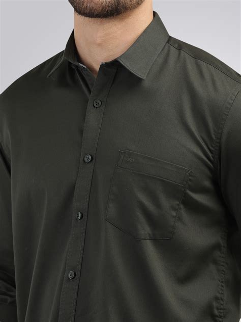 Forest Green Satin Solid Shirt – ottostore.com