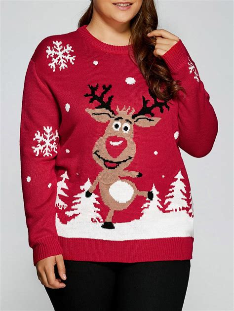 Plus Size Snowflake Fawn Christmas Sweater | Plus size christmas ...