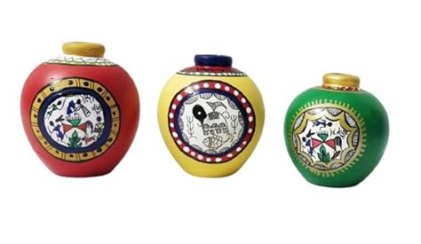 Buy SHIVAE Essentiel Terracotta Pots, Warli Hand Painted, Home ...