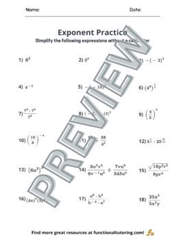 Image result for Exponents Simplification Worksheet