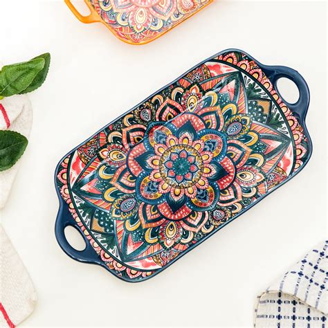 Neel Mandala Artisan Long Dish Platter Online - Premium Platter | Nestasia
