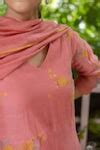 Buy Orange Cotton, Muslin Embroidery V-neck Floral Thread Work Kurta ...
