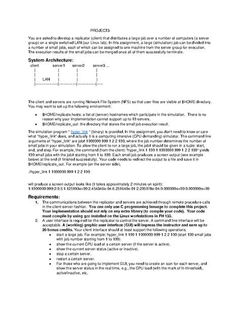 Document 23 - great - PROJECT You are asked to develop a replicator ...