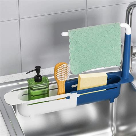 Styxon ABS Plastic Telescopic Sink Storage Rack, Adjustable Telescopic ...